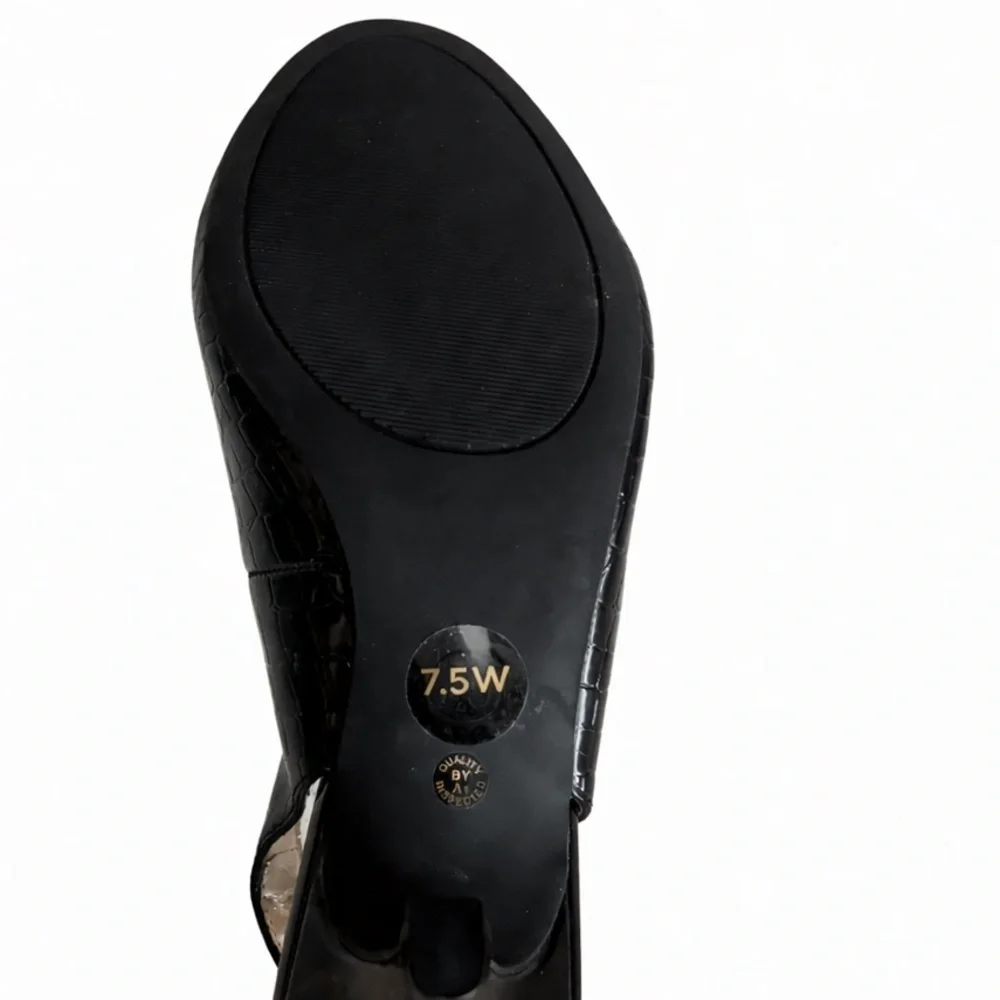 East 5th Madeline Black Peep Toe Slingback Pumps 3” Heel 7.5 Wide NEW No Tags